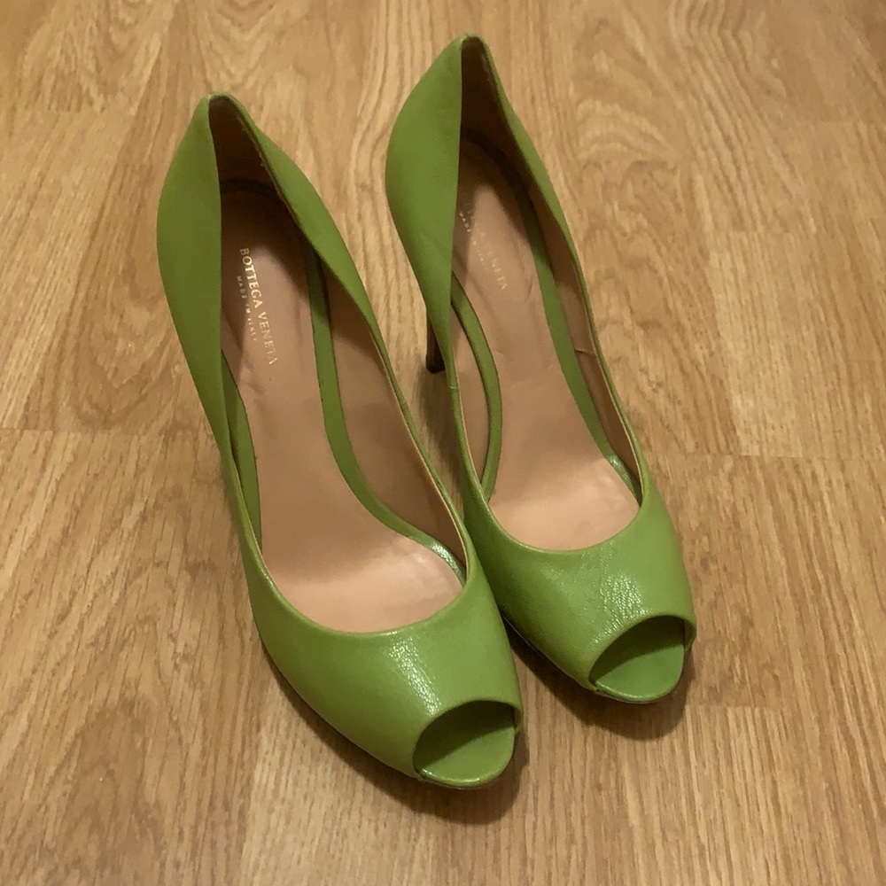 Bottega Veneta green green leather brown 5” heel